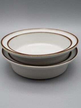 Set of 2 Sango Stockholm Brown Rimmed Cereal Bowls Made in Japan